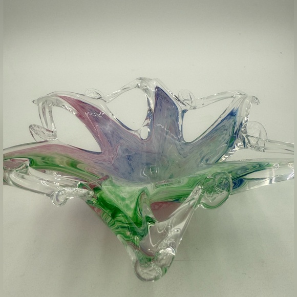 Multicolor Murano Art Glass Starfish Bowl Vintage Unique Hand Blown Glass Italy - Picture 2 of 6